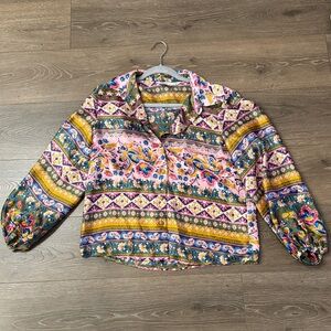 Zara Multicolor Floral and Geometric Blouse